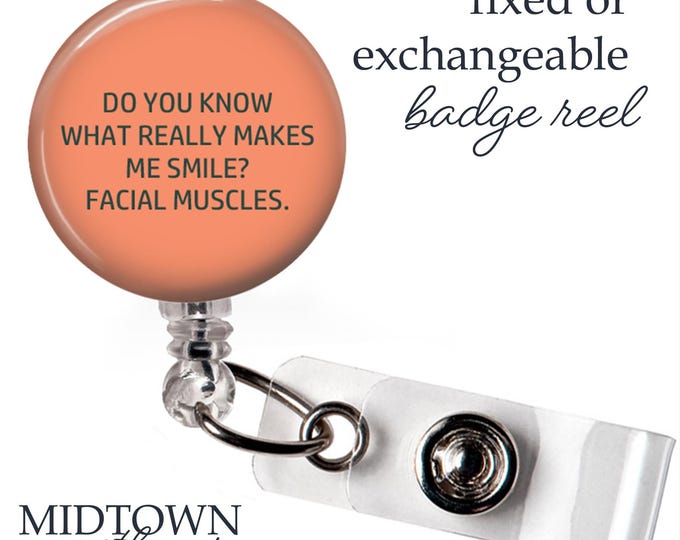 Facial Muscles Badge Reel or Exchangeable Topper