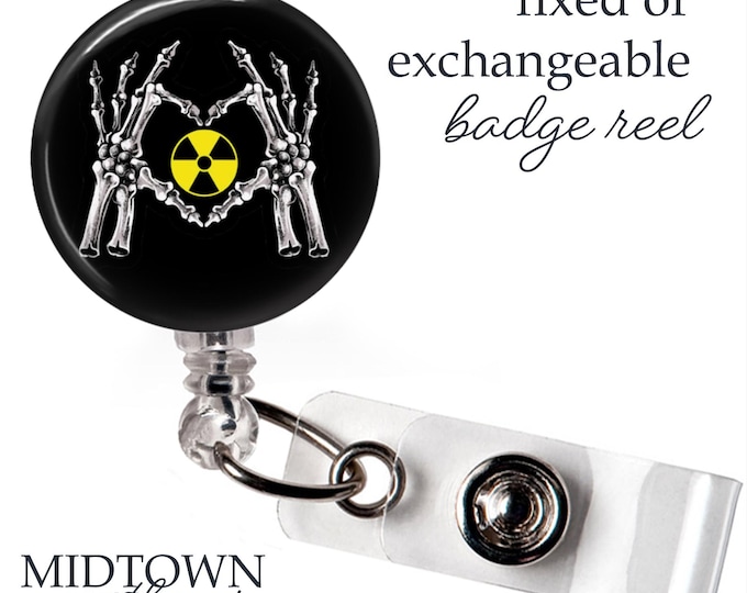 Skeleton Heart Rad Badge Reel or Exchangeable Topper