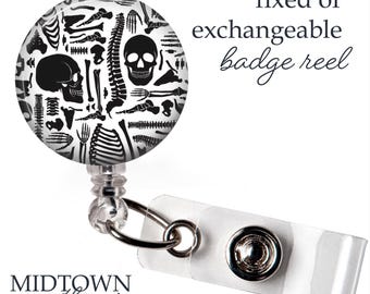Bones Badge Reel or Exchangeable Topper