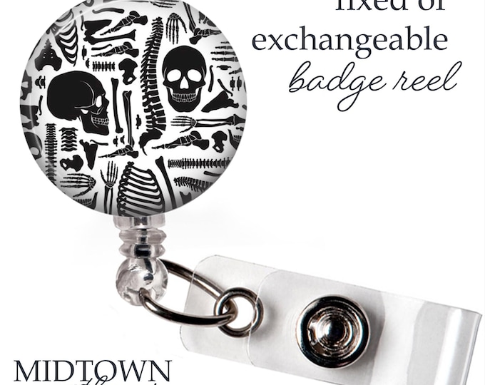 Bones Badge Reel or Exchangeable Topper
