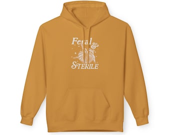 Feral & Sterile Hoodie - Cozy Unisex Midweight Fleece Sweatshirt for Animal Lovers, Gift for Birthdays, Halloween, or Casual Wear