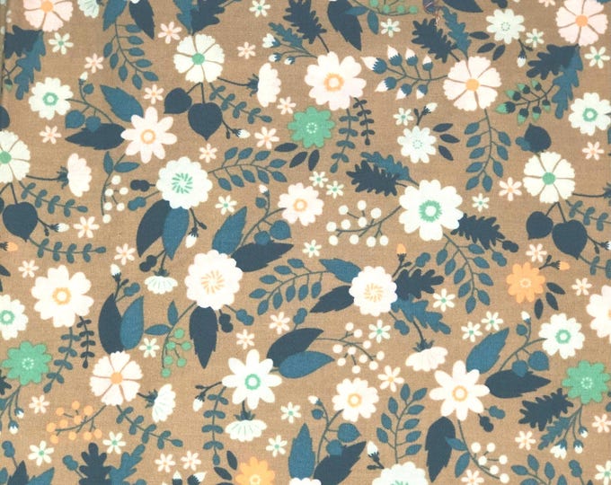 Mint Flowers on Tan Scrub Cap
