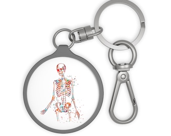 Colorful Skeleton Keyring Tag, Quirky Keychain, Surgery Gift