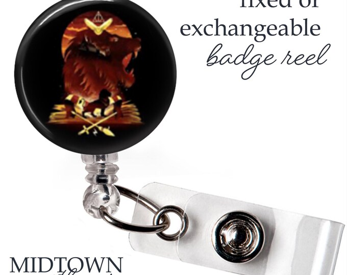 Gryffindor Lion Badge Reel or Exchangeable Topper