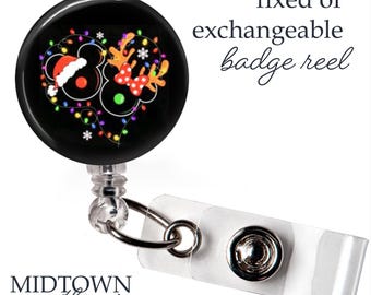 Mickey & Minnie Christmas Snowflake Badge Reel or Exchangeable Topper