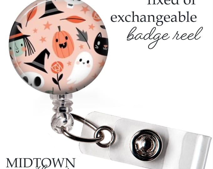 Adorable Halloween Holographic Badge Reel or Exchangeable Topper