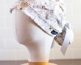 Womens Scrub Cap Ponytail - Silver and Gold Scrub Cap