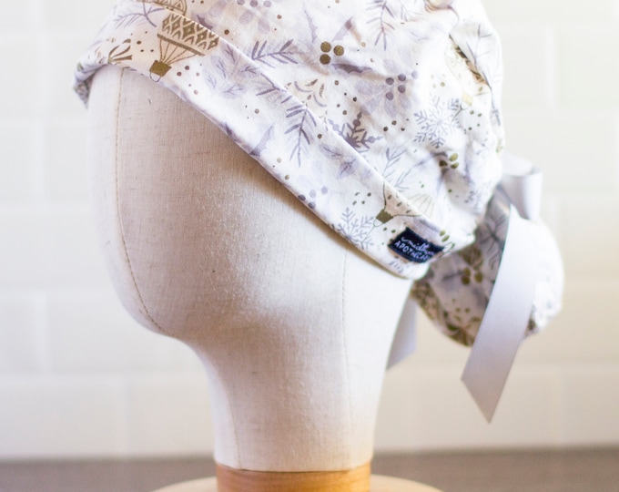 Womens Scrub Cap Ponytail - Silver and Gold Scrub Cap