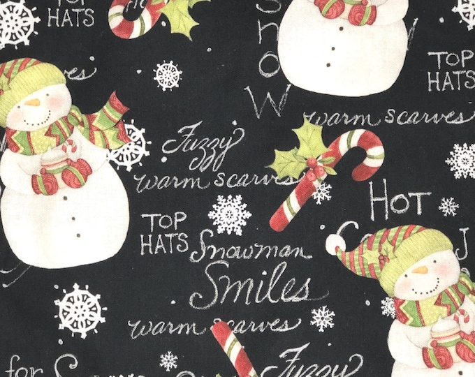 CHR - Snowmen on Black Scrub Cap