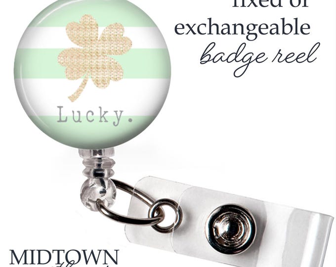 Lucky Stripes Glitter Badge Reel or Exchangeable Topper