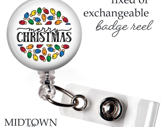 Christmas Lights Badge Reel or Exchangeable Topper