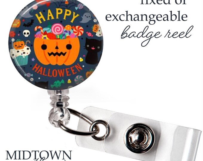 Halloween Treats Badge Reel or Exchangeable Topper