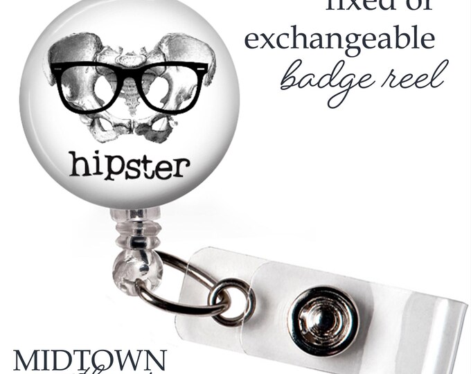 Hipster Badge Reel or Exchangeable Topper