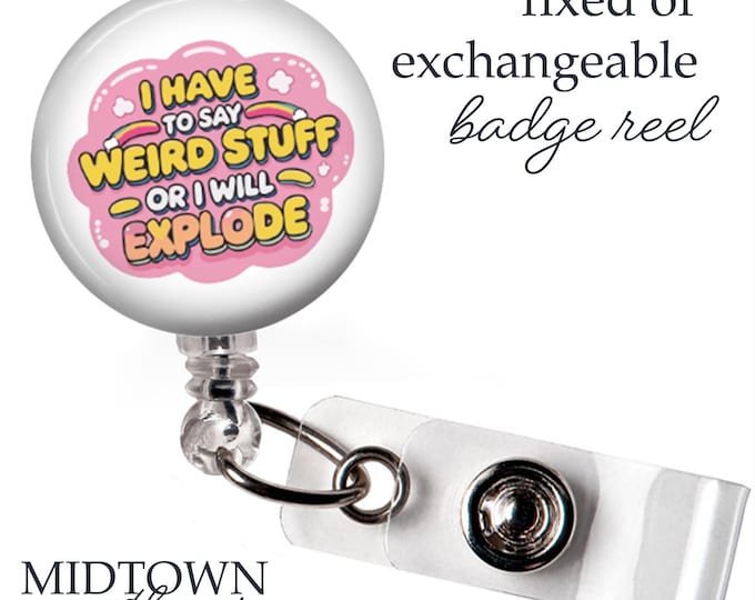 Weird Stuff Holographic Badge Reel or Exchangeable Topper