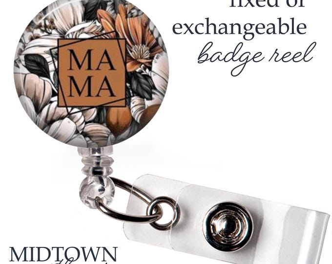 Mama Autumn Floral Badge Reel or Exchangeable Topper