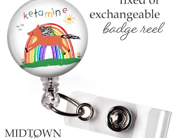Ketamine Badge Reel or Exchangeable Topper