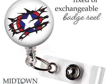 Captain America Badge Reel or Exchangeable Topper