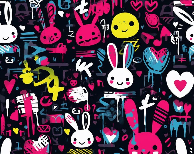 Bunny Graffiti Scrub Cap