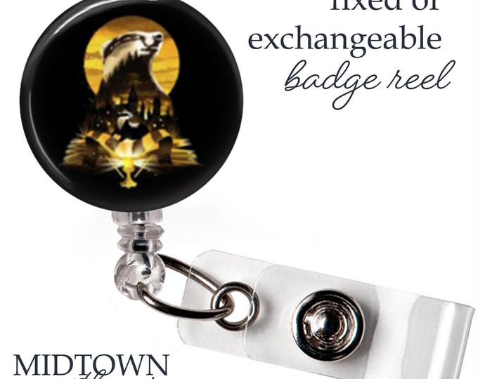 Hufflepuff Badger Badge Reel or Exchangeable Topper