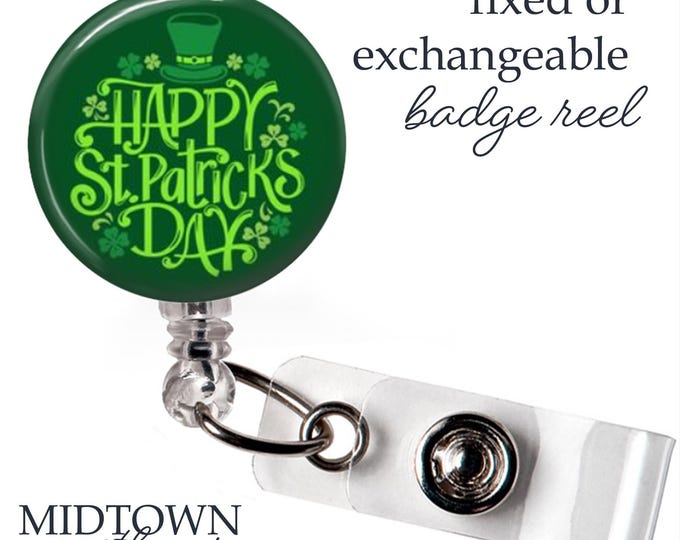Happy St. Patrick's Day Badge Reel or Exchangeable Topper