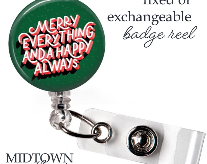 Merry Christmas Everything Badge Reel or Exchangeable Topper
