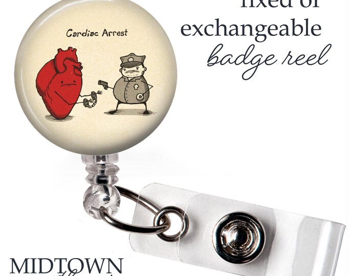 Cardiac Arrest Badge Reel or Exchangeable Topper