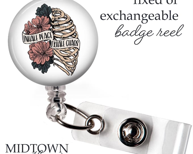 Inhale Peace Badge Reel or Exchangeable Topper