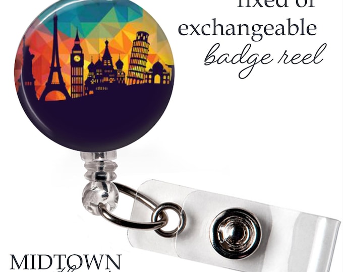 World Travel Badge Reel or Exchangeable Topper