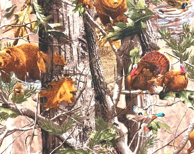 Real Tree with Bears and Turkeys Scrub Cap
