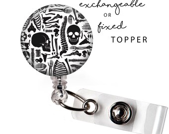 MED - Bones Badge Reel or Exchangeable Button