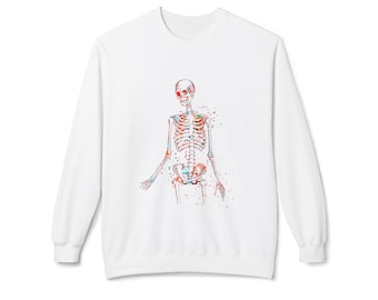 Skeleton Art Sweatshirt, Unisex Fleece Crewneck, Unique Halloween Gift, Medical Student Apparel, Halloween Sweater