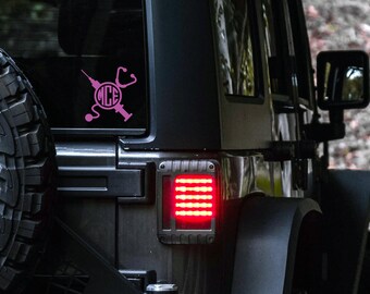 Monogrammed Medical Vinyl Car Decal - Syringe/Stethoscope