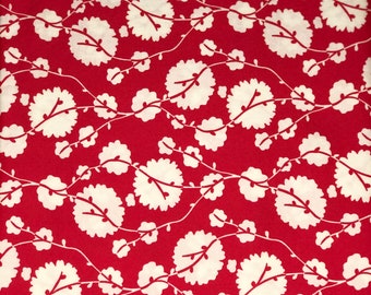 White Floral on Red Scrub Cap