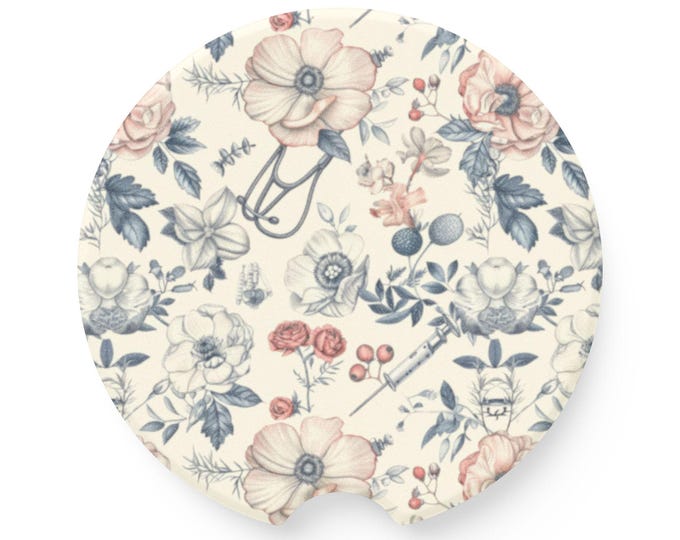 Floral Soapstone Car Coaster for Stylish Driving, Eco-Friendly Coasters, Car Accessories, Gift for Her, Home Decor