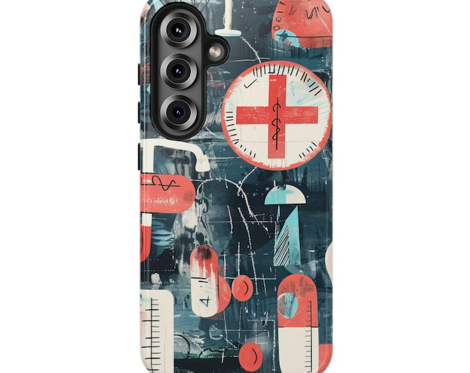 Artistic Medical Theme Phone Case, Tough Phone Cover, Creative Protector, Unique Gift, Nurse Appreciation, Healthcare Humor
