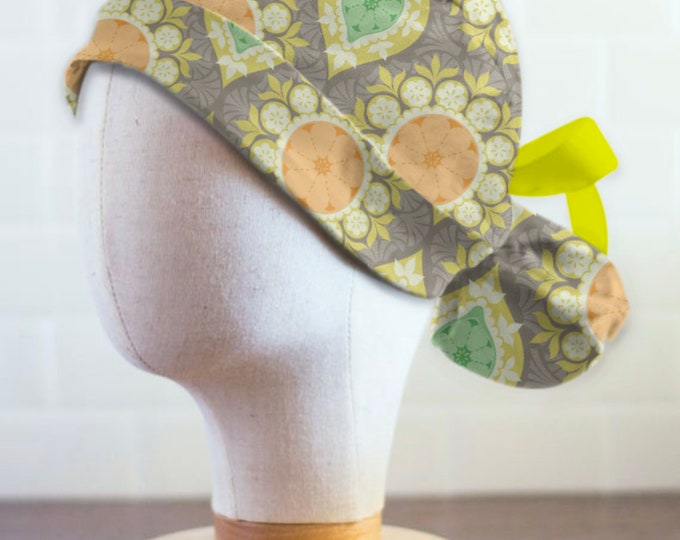 Womens Medallions on Taupe Ponytail Scrub Cap