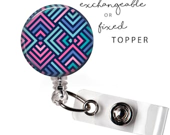 PAT - Bright Diamond Stripes Badge Reel or Exchangeable Button