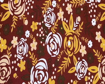 Gold Roses on Rust Scrub Cap
