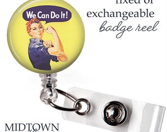 Rosie the Riveter Badge Reel or Exchangeable Topper