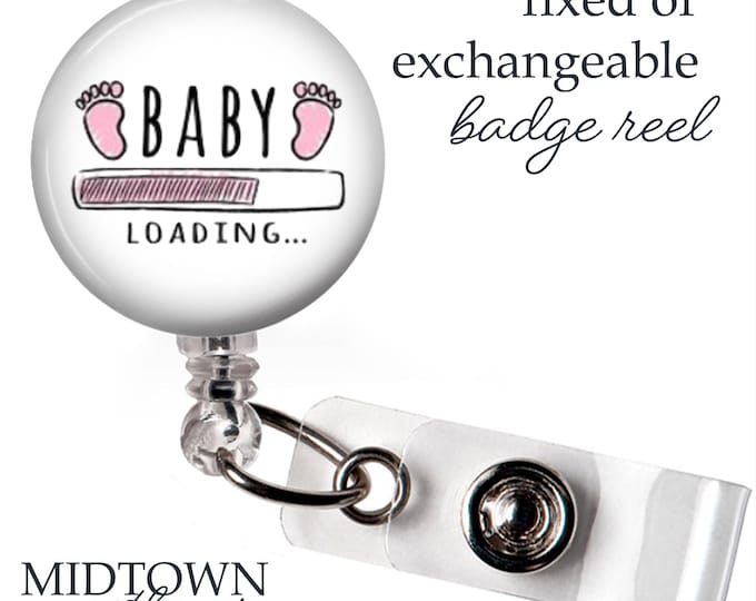 Baby Girl Loading Badge Reel or Exchangeable Topper