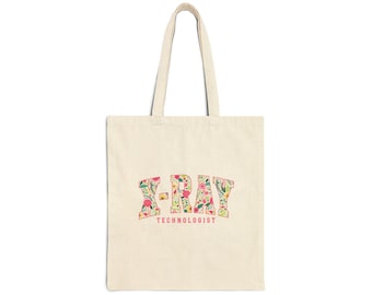 Floral X-Ray Technologist Tote Bag, Eco-Friendly Canvas Bag, Perfect Gift for X-Ray Techs, Medical Professionals, and Graduations