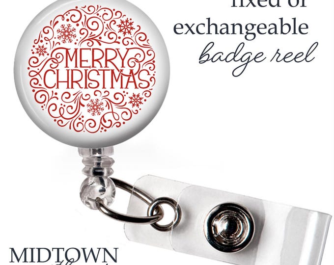 Merry Christmas Badge Reel or Exchangeable Topper