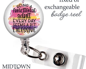 Functional Adult Badge Reel or Exchangeable Topper