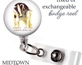 Hufflepuff Watercolor Badge Reel or Exchangeable Topper
