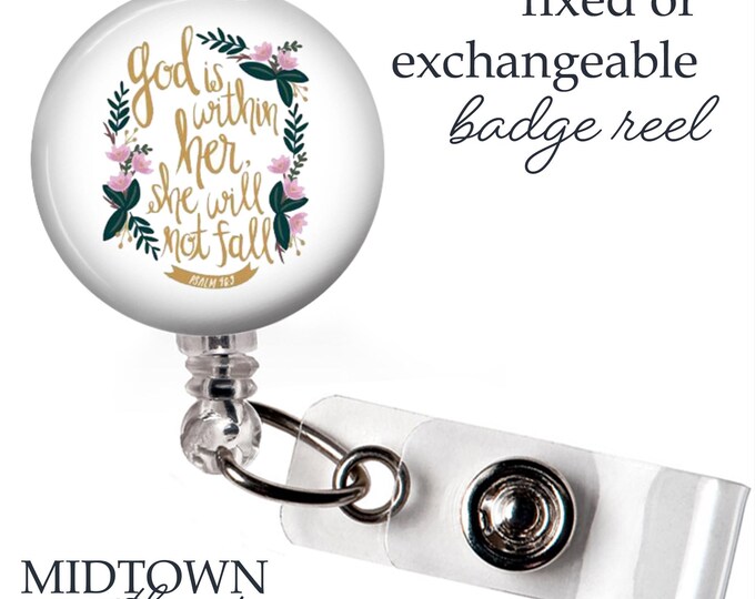 God is Within Her Badge Reel or Exchangeable Topper