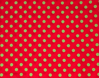 CHR - Lime Polka Dots on Red Scrub Cap