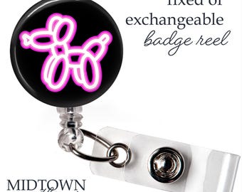 Balloon Dog Badge Reel or Exchangeable Topper