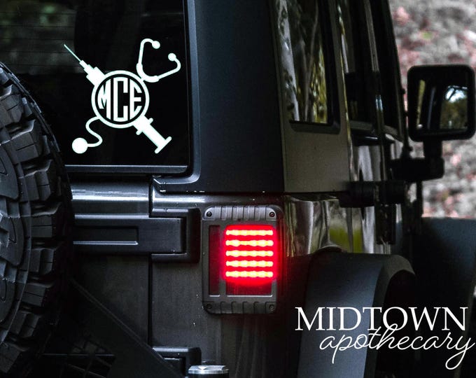 Syringe Monogram Car Decal/Tumbler Decal/Laptop Sticker