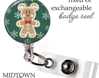 Gingerbread Mickey Badge Reel or Exchangeable Topper