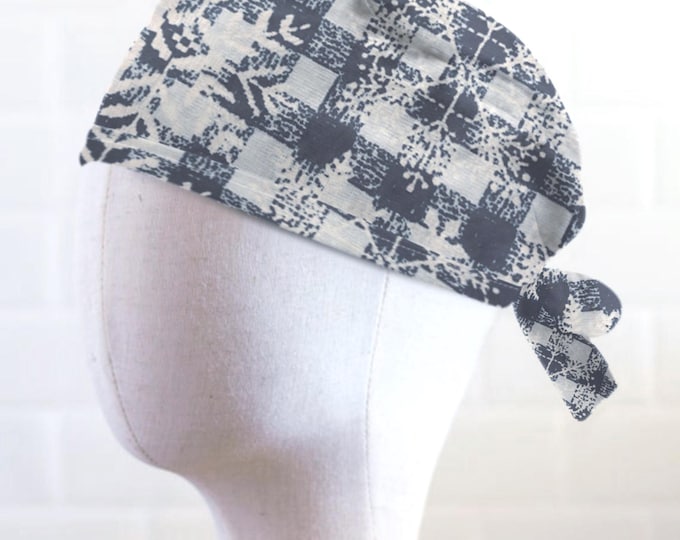 Snowflakes on Blue Plaid Surgeons Regular Scrub Cap